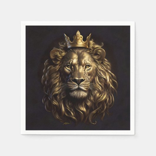 王よ!オズの臆病ではないライオン スタンダードカクテルナプキン (正面)