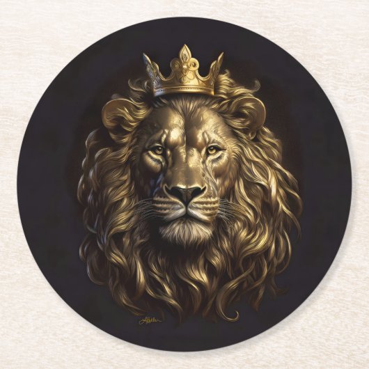 王よ！オズの臆病ではないライオン ラウンドペーパーコースター (正面)
