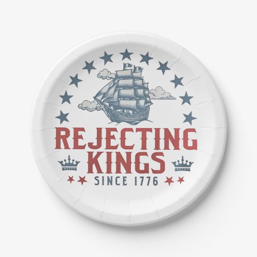 王を拒否する1776年7月4日 ペーパープレート (正面)