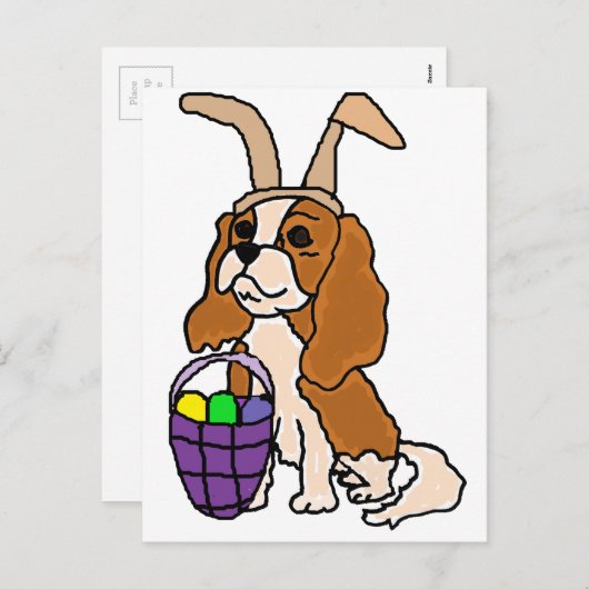 王スパニエル犬のイースターおもしろいで無頓着なチャールズ芸術 シーズンポストカード (正面/裏面)