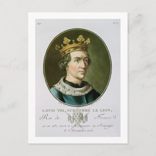王ルライオンというルイ8世のポートレート ポストカード (正面)
