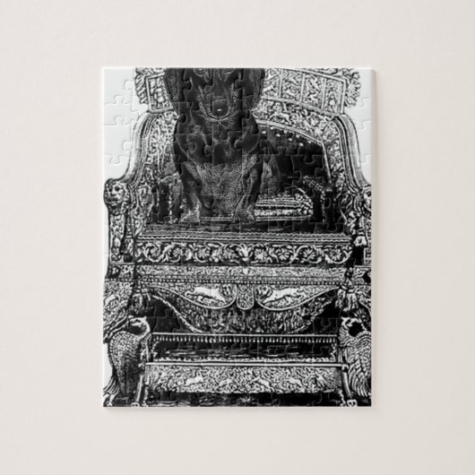 王位の王冠犬のダックスフント ジグソーパズル (縦)