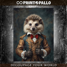 王侯のルネッサンス様式の服を着たハリネズミに蝶ネクタイ 薄葉紙