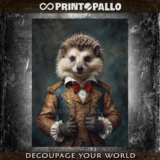 王侯のルネッサンス様式の服を着たハリネズミに蝶ネクタイ 薄葉紙