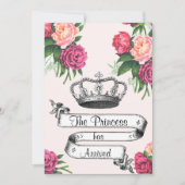 王冠およびバラのプリンセスは誕生Announcemnt着きました 案内状 (正面)
