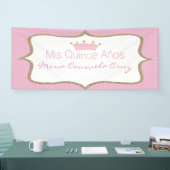 王冠および水玉模様のキンセアニェラのピンクの旗 横断幕 (トレードショー)