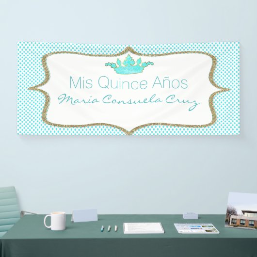 王冠および水玉模様のキンセアニェラの旗 横断幕 (トレードショー)