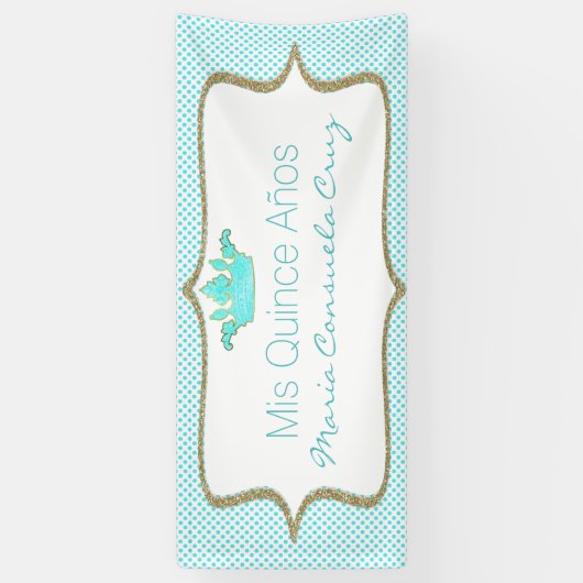 王冠および水玉模様のキンセアニェラの旗 横断幕 (縦)