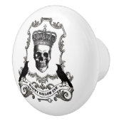 王冠が付いているヴィンテージのハロウィンのモダンなスカル セラミックノブ (右)