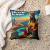 王冠で飾られた威厳のあるイエス クッション (ブランケット)