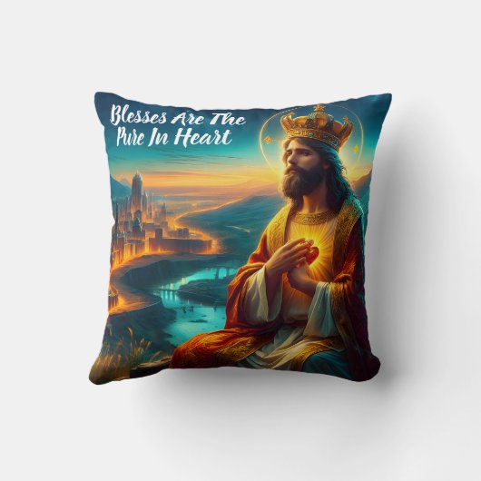 王冠で飾られた威厳のあるイエス クッション (裏面)