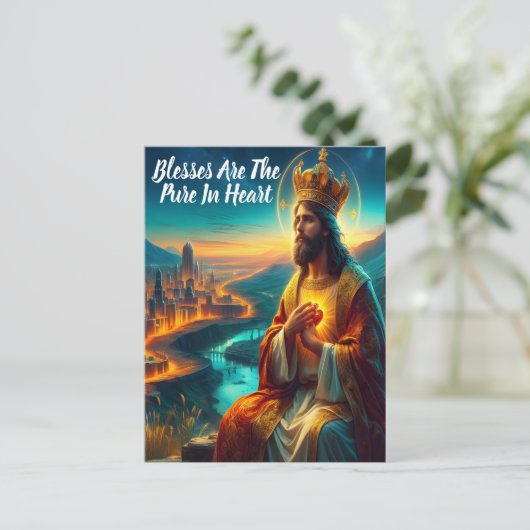 王冠で飾られた威厳のあるイエス ポストカード (スタンド正面)