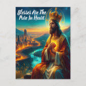 王冠で飾られた威厳のあるイエス ポストカード (正面)