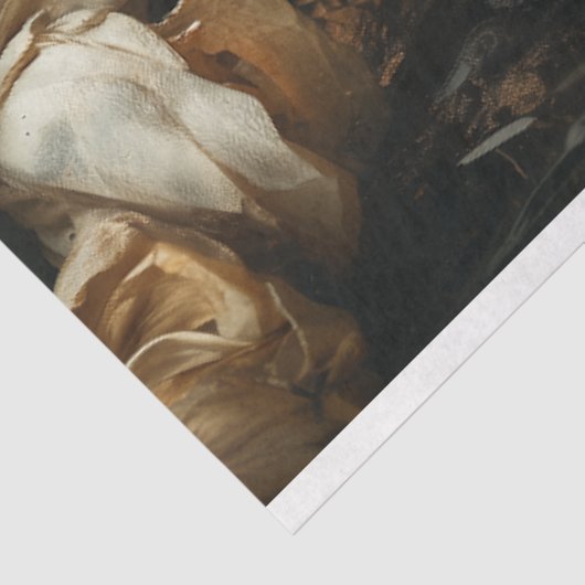 王冠とクリームの花模様が切り離されたゴールデン白鳥 薄葉紙 (詳細)