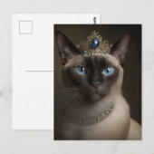 王冠とネックレスのはがきを添えたシャム猫 ポストカード (正面/裏面)