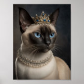 王冠とネックレスのシャム猫 ポスター (正面)