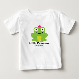 王冠とベビーの名を持つかわいいカエパーソナライズされたル ベビーTシャツ