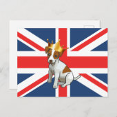 王冠とユニオンジャックを着たかわいいジャック・ラッセル ポストカード (正面/裏面)