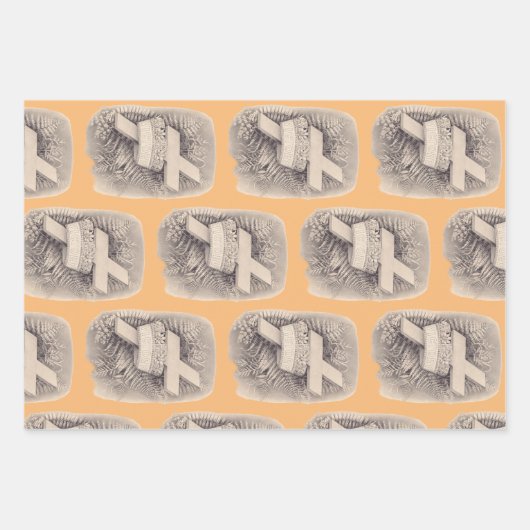 王冠と交差する十字架と勝利 ラッピングペーパーシート (正面)