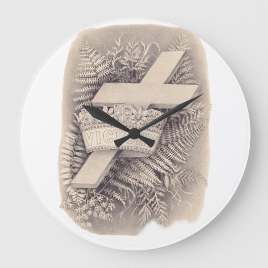 王冠と勝利で十字架を渡す ラージ壁時計 (正面)