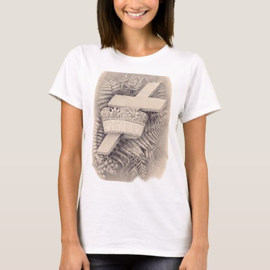 王冠と勝利で十字架を渡す Tシャツ (正面)