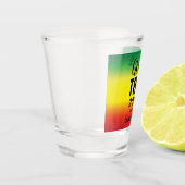 王冠と女の子の旅と名前グリーンイエローレッド ショットグラス (左)