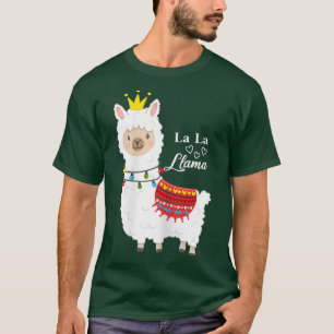 王冠と妖精の光を持つ可愛いラマはプリン Tシャツ