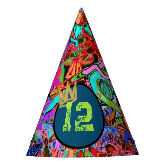 王冠と年齢を持つグラフィティ パーティーハット (正面)