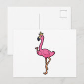 王冠と杖を持つキングとしてのフラミンゴ ポストカード (正面/裏面)