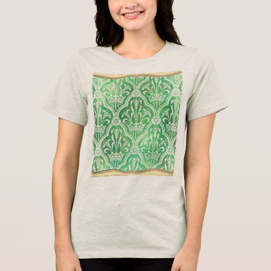 王冠と花を持つ紋章 トライブレンドTシャツ (正面)
