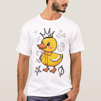 王冠と蝶ネクタイの可愛いロイヤルダック Tシャツ
