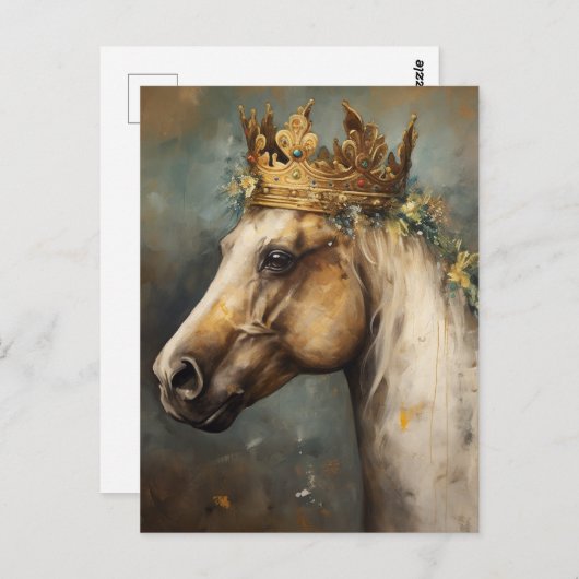 王冠に入ったおとぎ話の馬 ポストカード (正面/裏面)