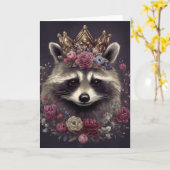 王冠に美しいアライグマすべての行事 カード (黄色い花)