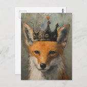 王冠に美しい赤いキツネ絵を描 ポストカード (正面/裏面)