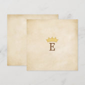 王冠のイニシャル入り おとぎの世界のパーチメント 招待状 (正面/裏面)