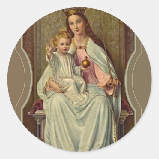 王冠のクイーン天国乳児イエズホールディンググローブ ラウンドシール (正面)