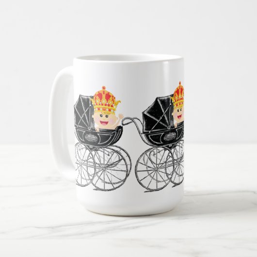 王冠のコーヒー茶マグを持つ王室のなベビー コーヒーマグカップ (正面左)