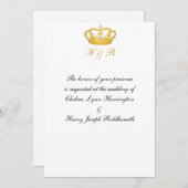 王冠のデザインII -金ゴールド 招待状 (正面/裏面)