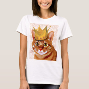 王冠のポートレートを持つショウガ猫 Tシャツ