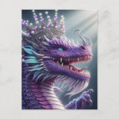 王冠の中の紫色のドラゴン ポストカード (正面)