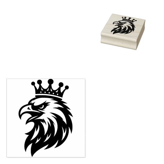 王冠の付いた鷹のゴムスタンプ ラバースタンプ (押印)