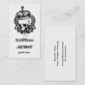 王冠の入れ墨の芸術家が付いているスカル 名刺 (正面/裏面)