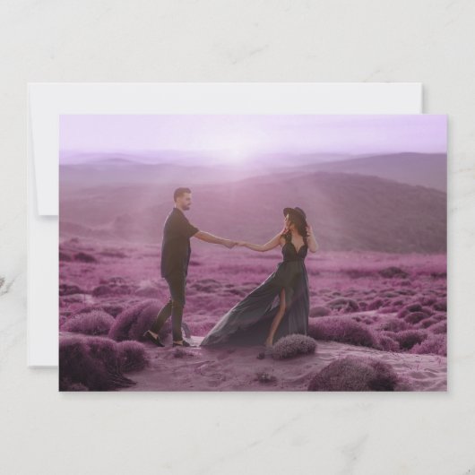 王冠の写真の結婚式は、日付の紫色の灰色を保存 セーブザデート (裏面)