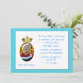 王冠の写真の誕生日のパーティの招待状 招待状 (スタンド正面)