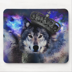 王冠の動物の狼 マウスパッド