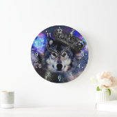 王冠の動物の狼 ラージ壁時計 (ホーム)
