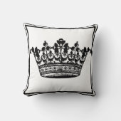 王冠の大きい王冠の正黒白の枕 クッション (正面)