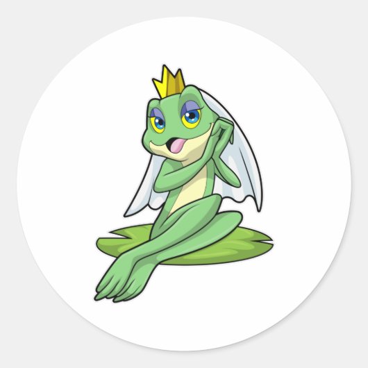 王冠の嫁結婚にカエル ラウンドシール (正面)