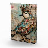王冠の混合メディアコラージュの鳥 フォトブロック (右)