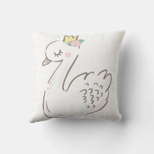 王冠の白鳥の女の赤ちゃんのBohoの空気のような子供部屋の枕 クッション (裏面)